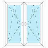 Двустворчатое окно 1300*1370 мм с двумя поворотно-откидными створками